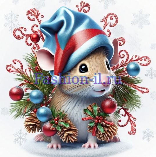 Картинка для сайта Рождественский мышонок