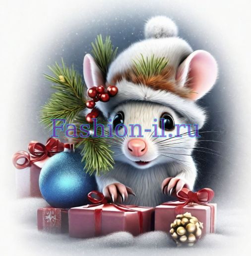 Иллюстрация Мышонок с подарками