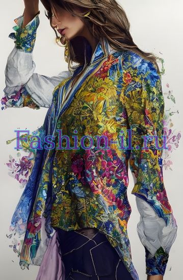 Арт Женская рубашка с цветочным орнаментом