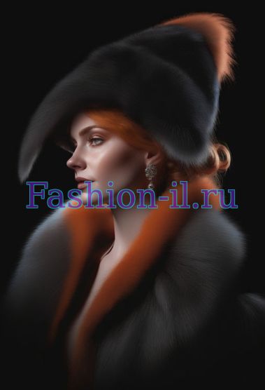 Женщина в профиль в меховой шляпе. Иллюстрация для сайта