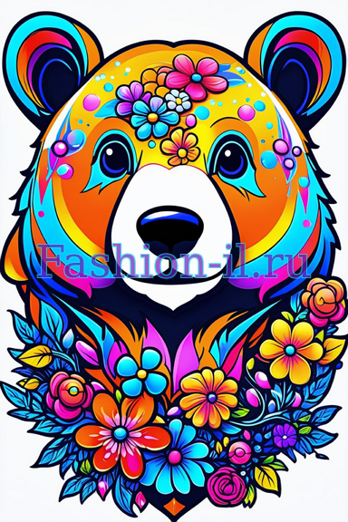 Логотип, иллюстрация для печати на футболки Медведь